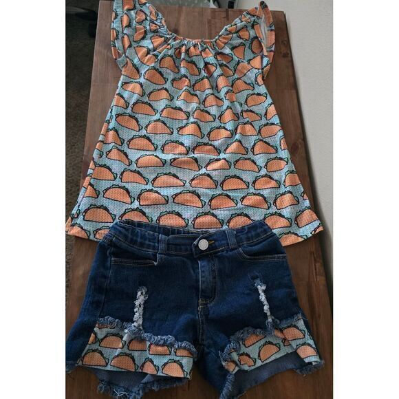 Girls Taco Shirt and Matching Shorts Size - XL‎ See Measurements - B0016 - Picture 1 of 16